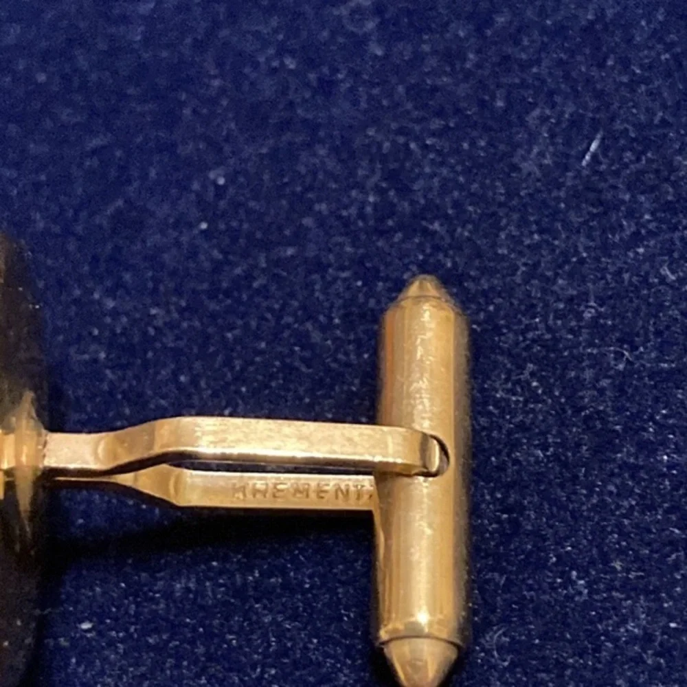 Vintage Krementz patented fishing lure under domed lucite cuff links